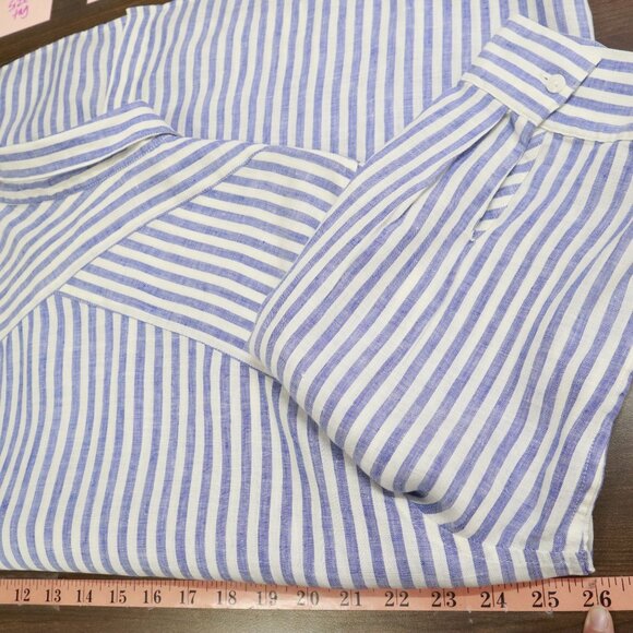 Chico's No-Iron Linen Shirt Womens XXL Blue Preppy Nautical Coastal Classic - Picture 12 of 16